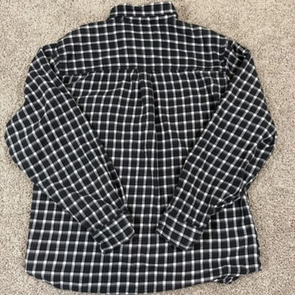 Woolrich‎ Men's Plaid Flannel Button Down Shirt Black/White Size XL Tall EUC